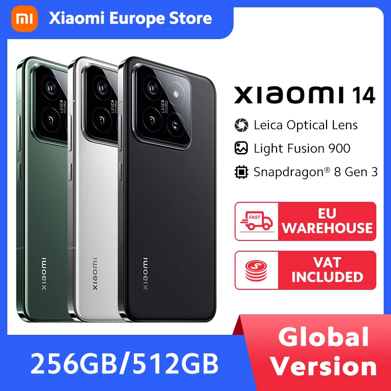Versione globale Xiaomi 14 Snapdragon ®   Smartphone 8 Gen 3 Display AMOLED 1,5K 6,36" IP68 NFC 50MP Fotocamera Leica 90W HyperCharge