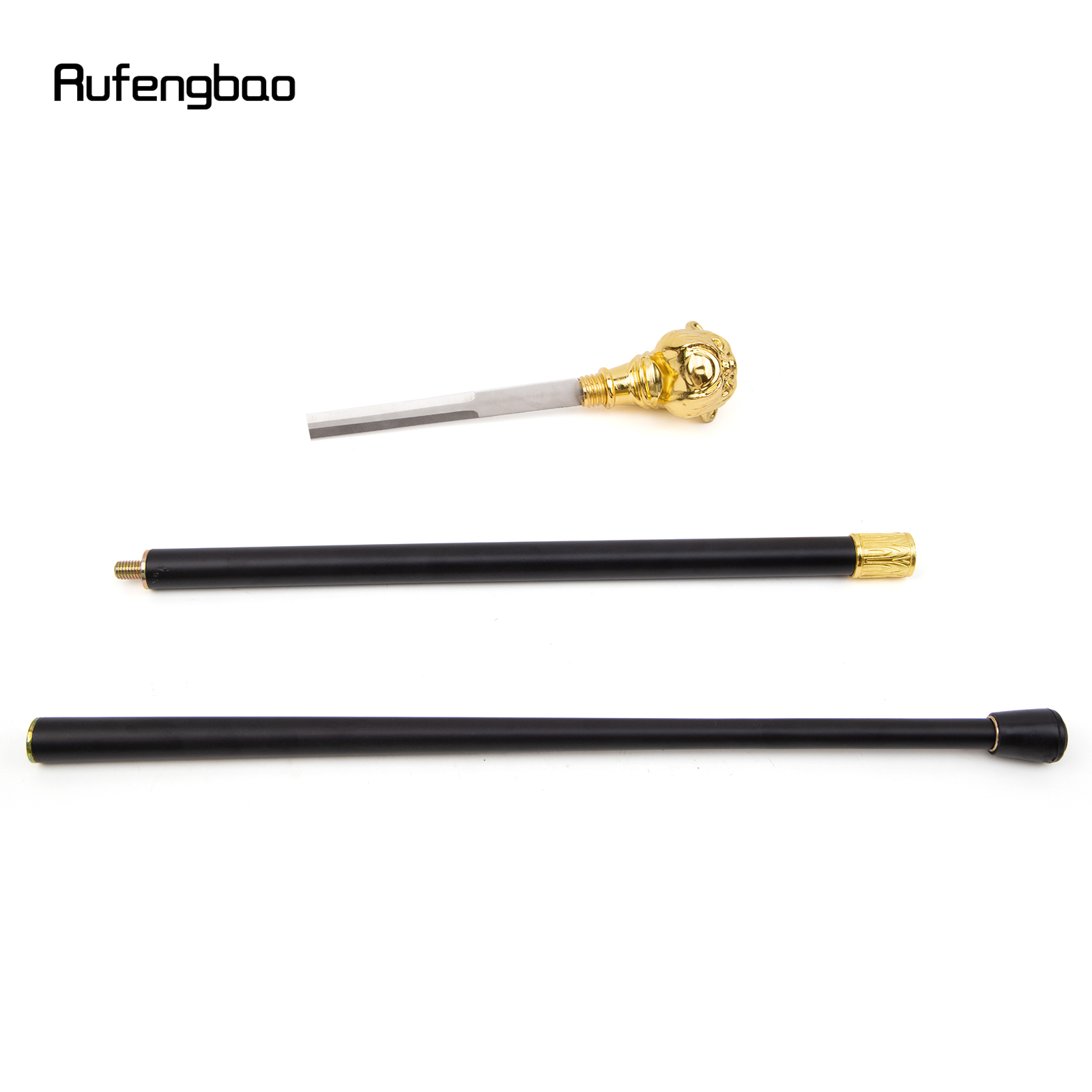 Vara de Luxo com Prato Escondido, Prato de Bastão de Cachorro, Coroa de Cosplay, Moda Autodefesa, Cão Dourado, 93cm