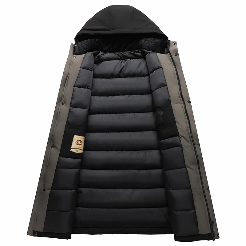 2024 nova chegada inverno jaqueta com capuz estilo longo soleira-como jaquetas de algodão masculino, moda masculina engrossar quente parkas trench coat masculino