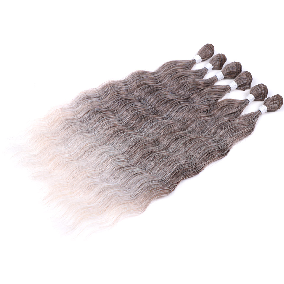 ファッションアイドル 20 インチウォーターウェーブヘアバンドル人工毛エクステンションオンブルブロンドピンク赤毛織りバンドル 6 個 210 グラム繊維