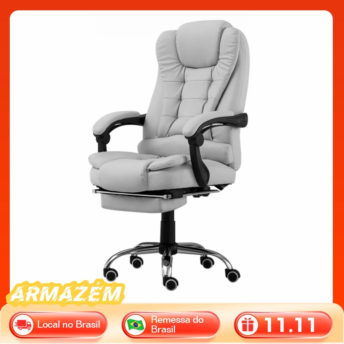Cadeira de Escritório Ergonômica Python Fly, Cadeira Gamer Presidencial em Couro Espessado com Suporte Lombar e Base 360°