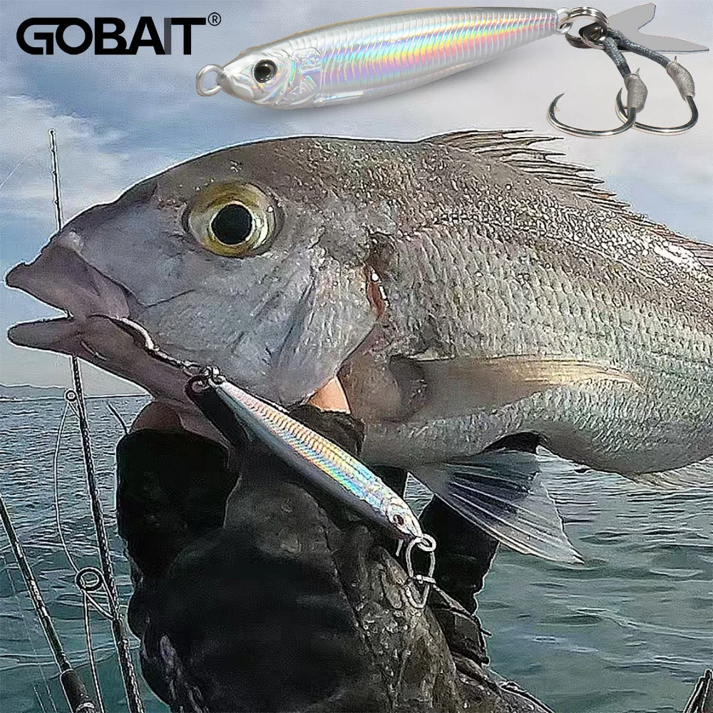 GOBAIT Metallo Jig Lure 20g 30g 40g Spinner Cucchiaio 3D Occhio Colore Laser Spinning Attrezzatura da pesca Lama Gancio Swimbait Pesca VIB Esca