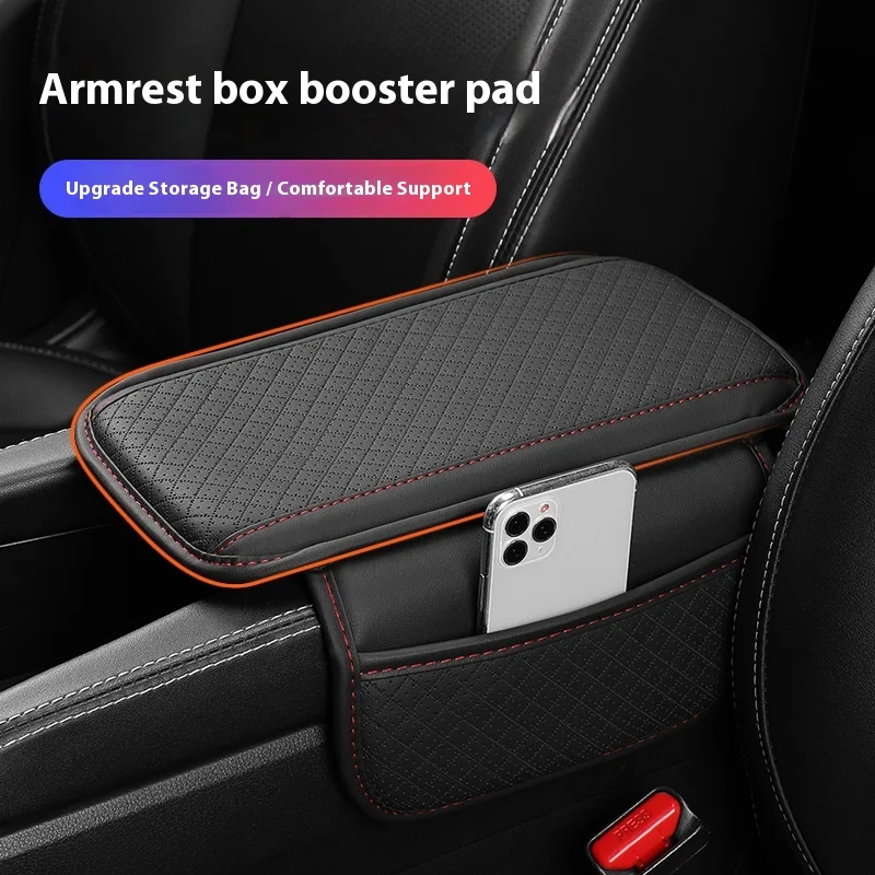 Lederen auto-armsteun Box Pad Memory Foam Armsteun middenconsole beschermhoes met opbergvak Elleboogsteunkussen