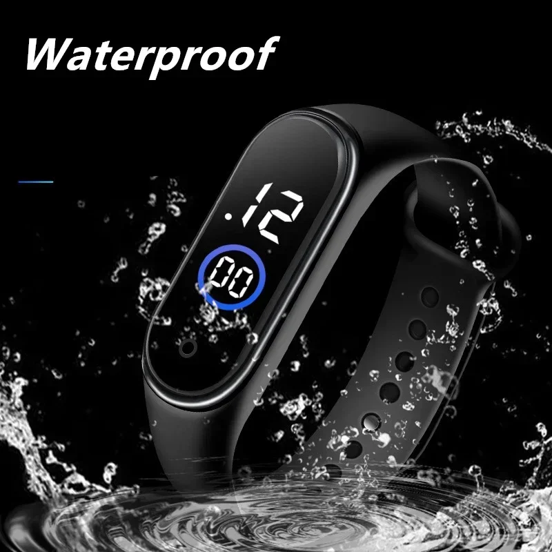Nova moda simples relógio esportivo para crianças à prova dwaterproof água led relógio digital pulseira de silicone adolescente duplo tom cor relógio de pulso