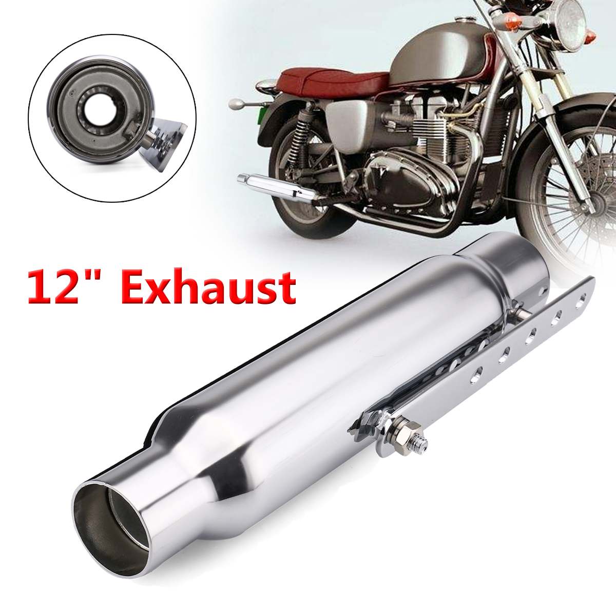 Motorrad Auspuff Schalldämpfer Retro Vintage Klassische Galvanik Escap Moto für Cafe Racer Bobber Chopper Custom