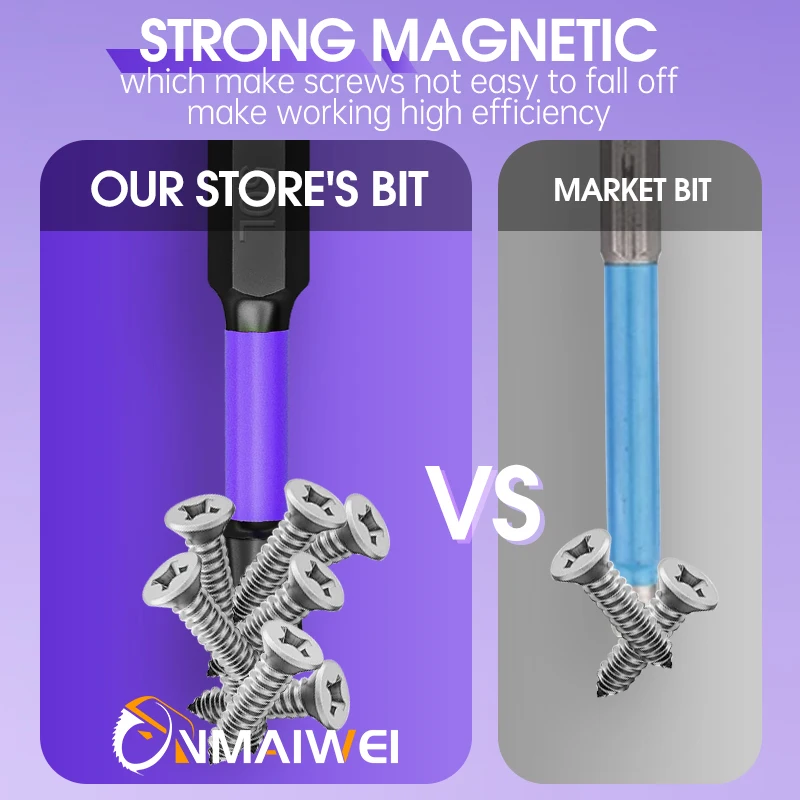 Magnetic Impact Phillips Bit Anti-Slip Long Screwdriver Bit Set Hex Shank Cross Impact Driver Bit for Power Drilling
