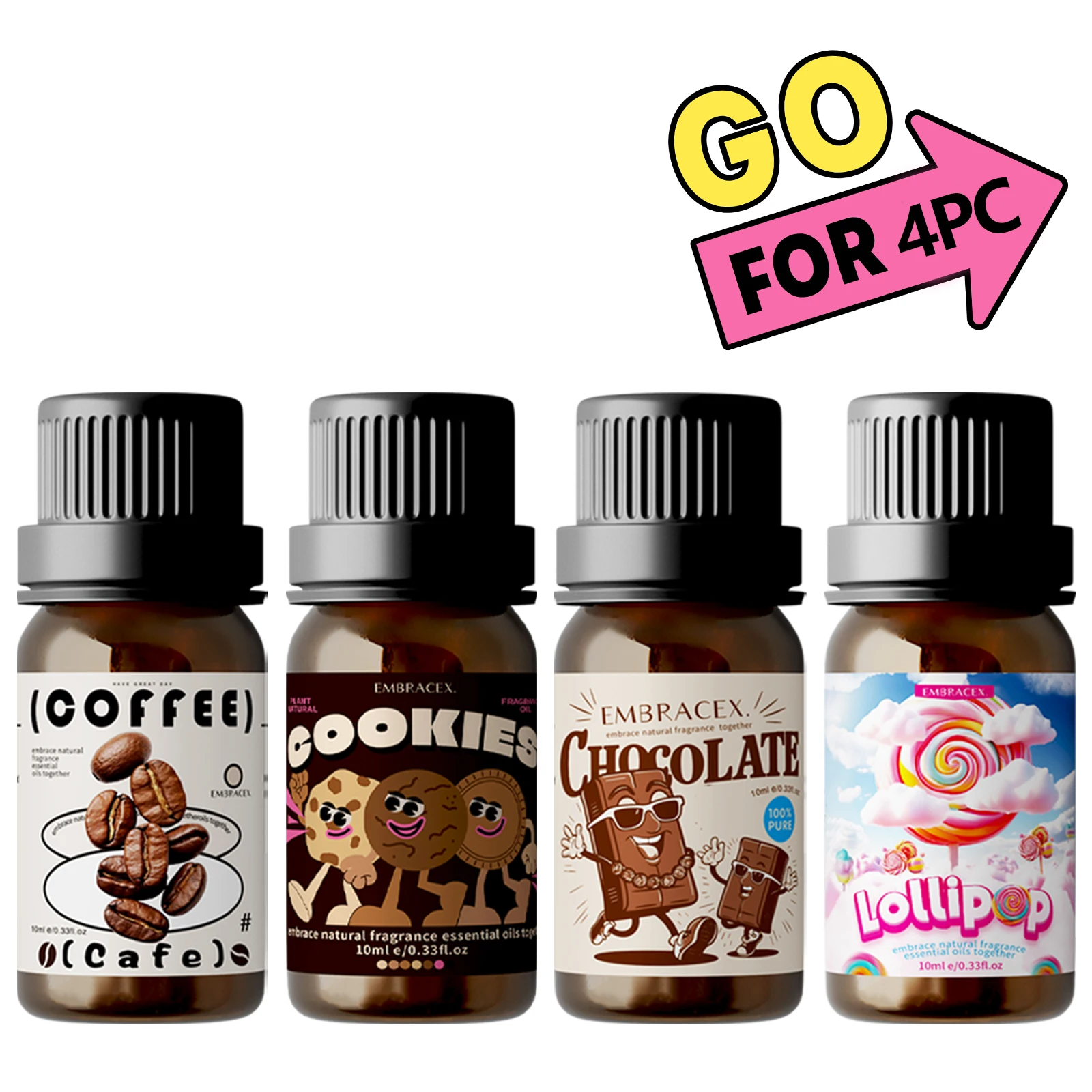 4PC 10ml Olejki eteryczne Wanilia Mleko Czekolada Kawa Ciasteczka Ciastka Lollipop Taro Kokos Karmel Pudding Wata cukrowa Bubble Gu