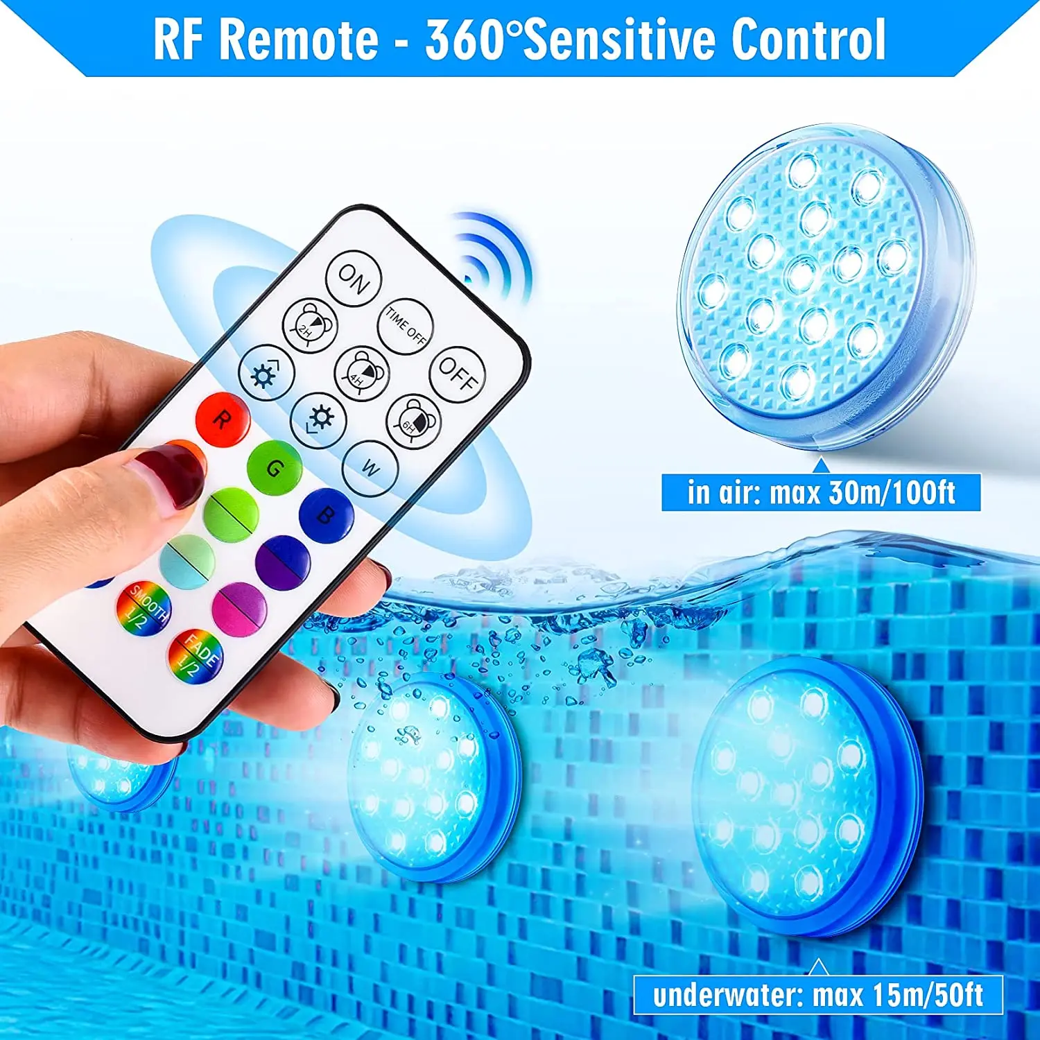 Luces de piscina sumergibles subacuáticas recargables con control remoto IP68 luces flotantes Led que cambian de Color impermeables para baño de hidromasaje