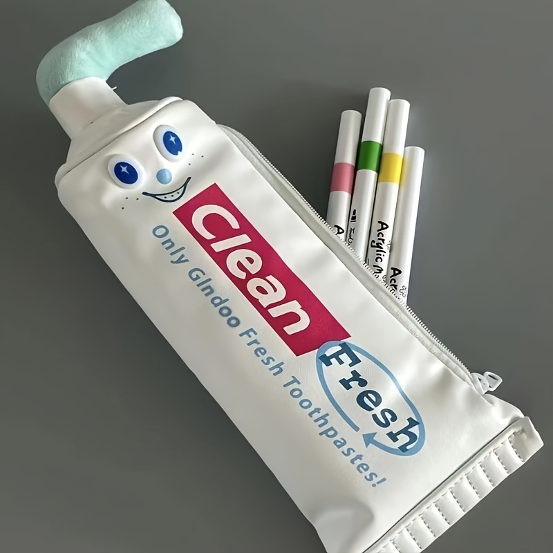 Innovatives Federmäppchen für Zahnpastuben, lustiges, kreatives Polyester-Aufbewahrungsbox für Schreibwaren, Make-up-Tasche mit Federmäppchen