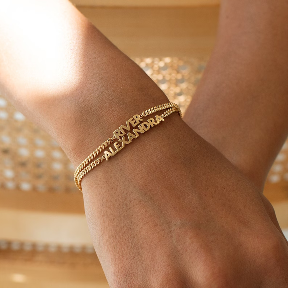 Индивидуальные именные браслеты для женщин, золотая цепочка из нержавеющей стали, персонализированный кулон с шрифтом, регулируемые браслеты, очаровательные ювелирные изделия, подарок