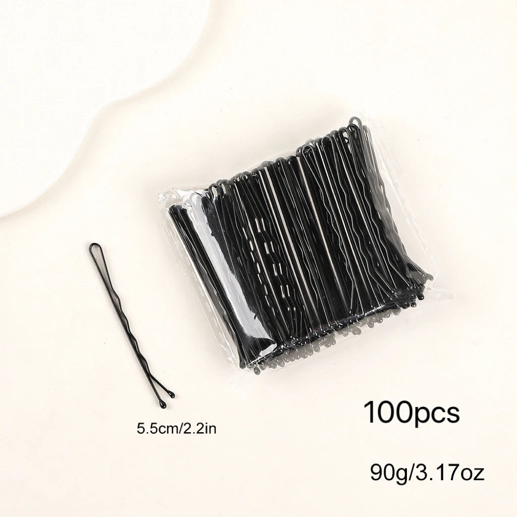 100ชิ้นหมุดบ๊อบบี้2.2 "สีดำชุดปิ่นปักผมสำหรับผู้หญิงหญิงสาวเด็กร้านทำผมลอนยึดแน่นกิ๊บติดผม