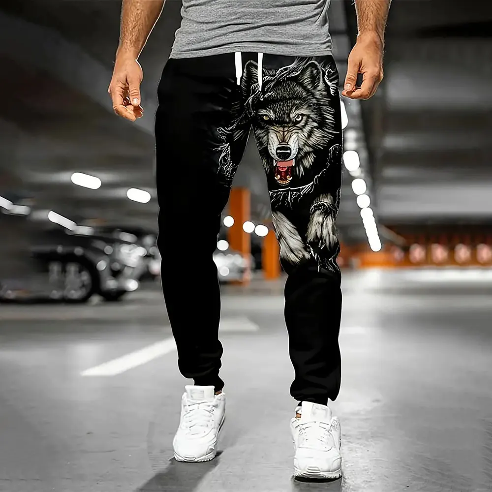 ฤดูหนาวใหม่หนากางเกงแฟชั่นSkullพิมพ์Sweatpantsกางเกงกีฬาผู้ชายหลวมสบายๆกระเป๋าDrawstring Sweatpants