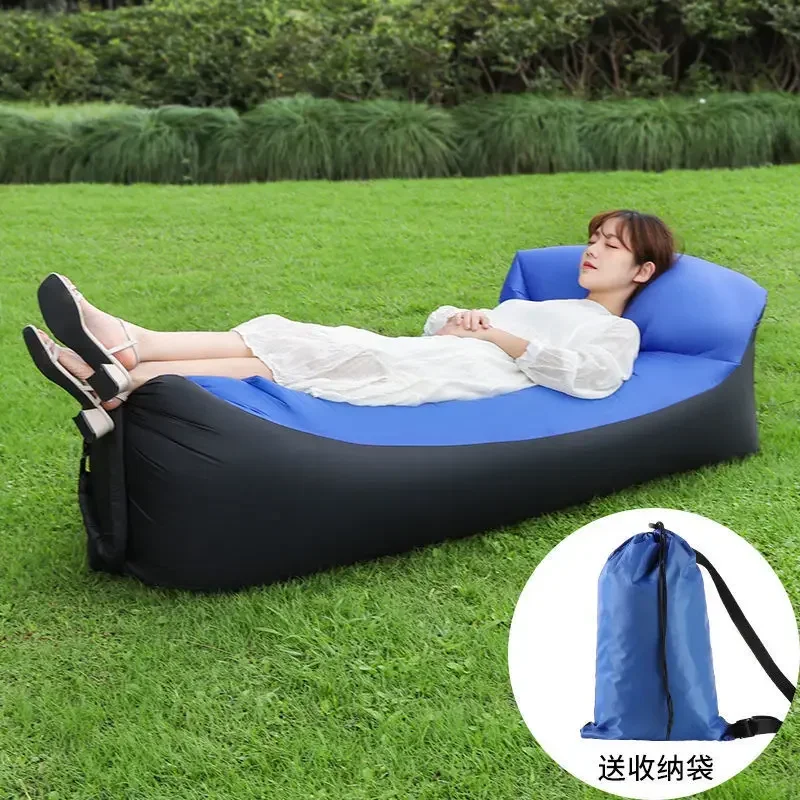 Sofá inflable rápido para acampar, tumbona de aire, saco de dormir de playa, sofá de aire plegable portátil para viajes, Picnic al aire libre, silla de cama perezosa