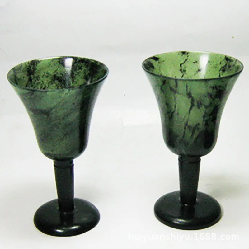 Natural Medicine King Stone Goblet Serpentine Jade Wine Ware Meteorite with Magnetic Wine Glass