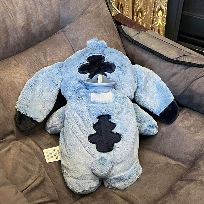 Botella de agua caliente de felpa Disney Stitch, almohadilla calefactora eléctrica grande para mujer, regalo para novia, calentador de manos para el hogar con cubierta