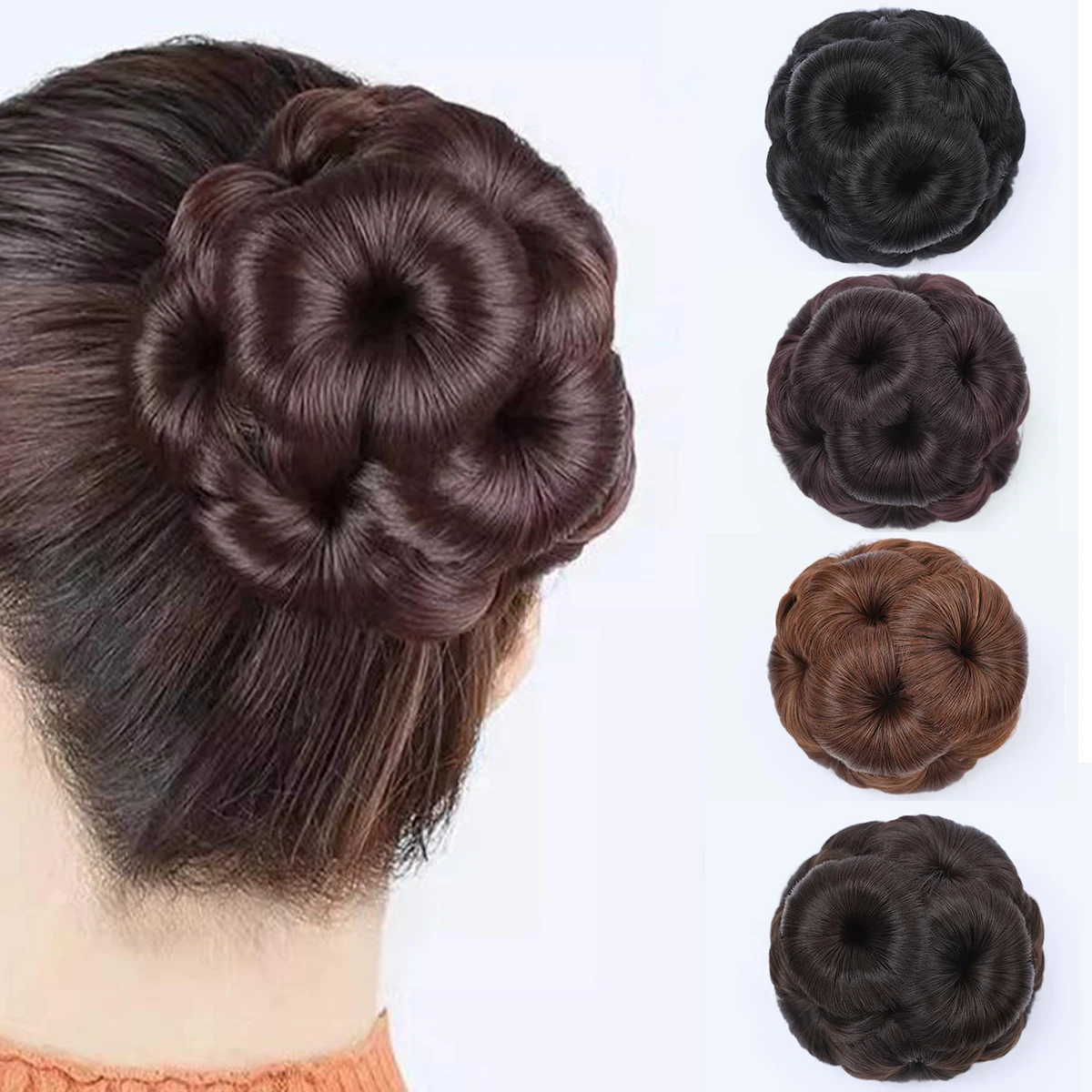 Acessórios de cabelo de coque sintético com prendedor são naturais e fáceis de cuidar das extensões de cabelo de rabo de cavalo feminino peruca de coque