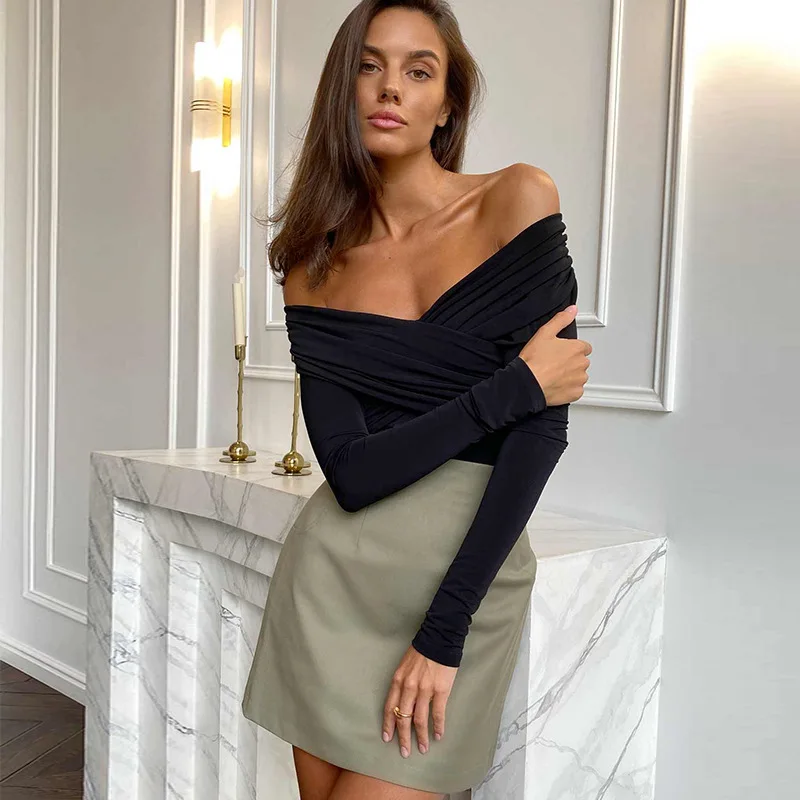 Elegante Frühling Herbst Solide Bodysuit Mode Frauen Langarm Neue Tops Gekreuzte Backless Overall Weibliche Gestrickte Korsett Strampler