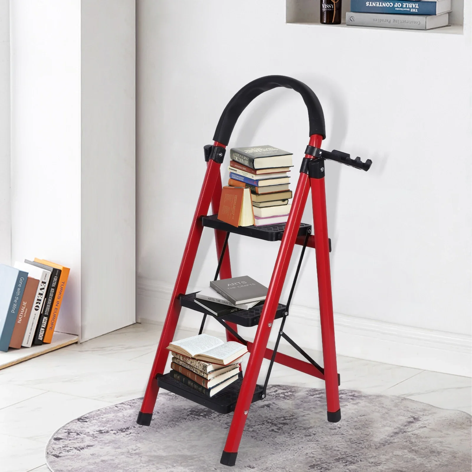 Ladder zigzag ladder folding ladder thickened carbon steel engineering ladder Foldable Household Ladder Multi-purpose Telescopic