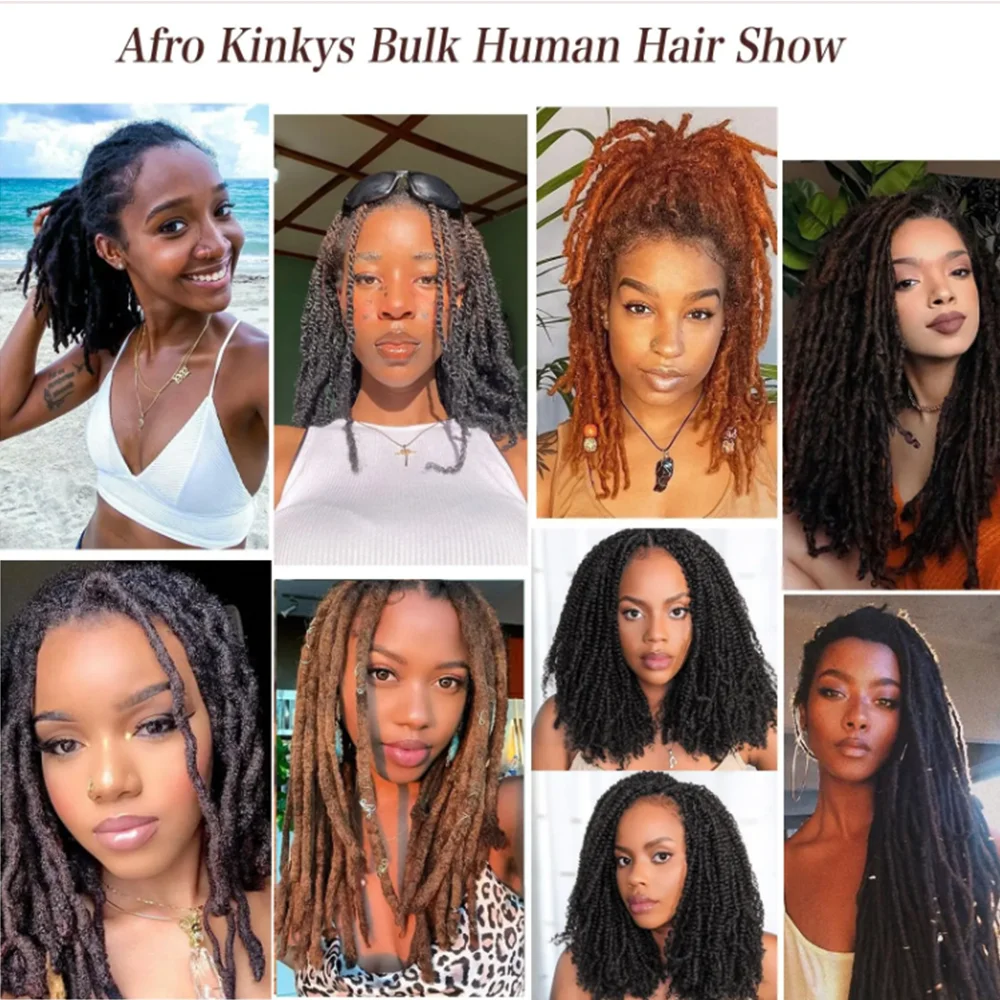 8 pouces Afro crépus en vrac 100% cheveux humains Afro Kinkys cheveux humains en vrac pour Extensions de Dreadlock, réparation Locs, créer des dreadlocks.