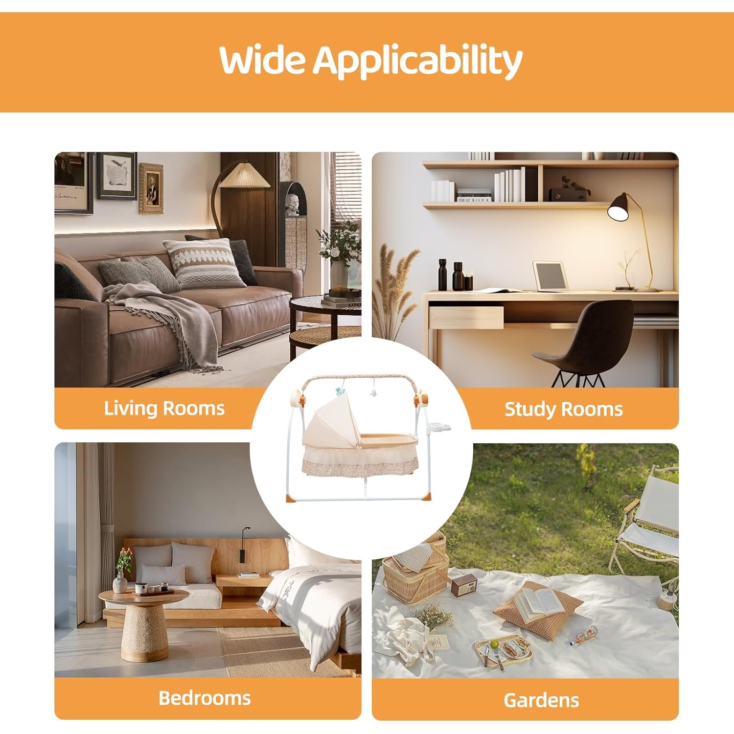 Foldable Bluetooth Baby Crib Cradle Electric Baby Cradle Swing with Remote Control Music Adjustable 5 Speed Rocking Chair Bed