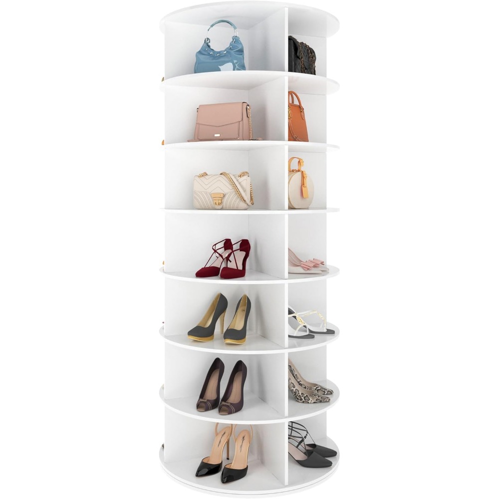 7Tier Rotating Shoe Rack Tower,Free Standing 360°Revolving Shoe Organizer and Storage Hold Over 56Pairs of Shoes,Room Decor Shoe
