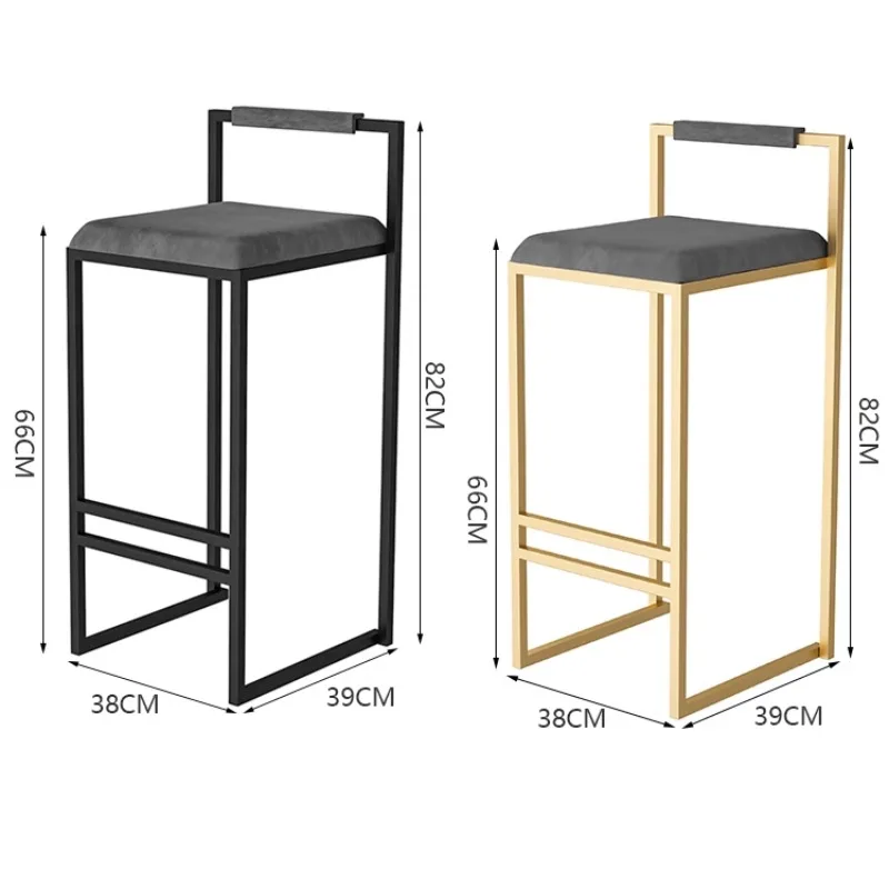 Nordic กํามะหยี่สีดําเก้าอี้บาร์สําหรับเฟอร์นิเจอร์ห้องครัวเหล็กสูงเก้าอี้บาร์ Nordic Luxury Bar ที่นั่งเคาน์เตอร์สตูลโมเดิร์นเฟอร์นิเจอร์