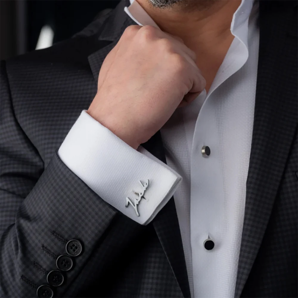 ส่วนบุคคลที่กําหนดเองชื่อ Cufflinks,สแตนเลสประณีตและแฟชั่นชายเสื้อ Cufflinks,ของขวัญสําหรับสามี