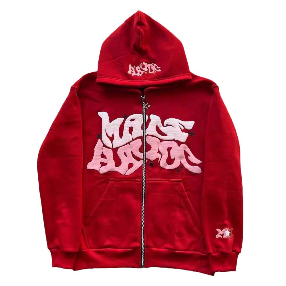 Y2k Amerikaanse Kleurrijke Letter Print Rits Hoodie Mannen Mode High Street Oversized Sweatshirt Vrouwen Retro Casual Jas