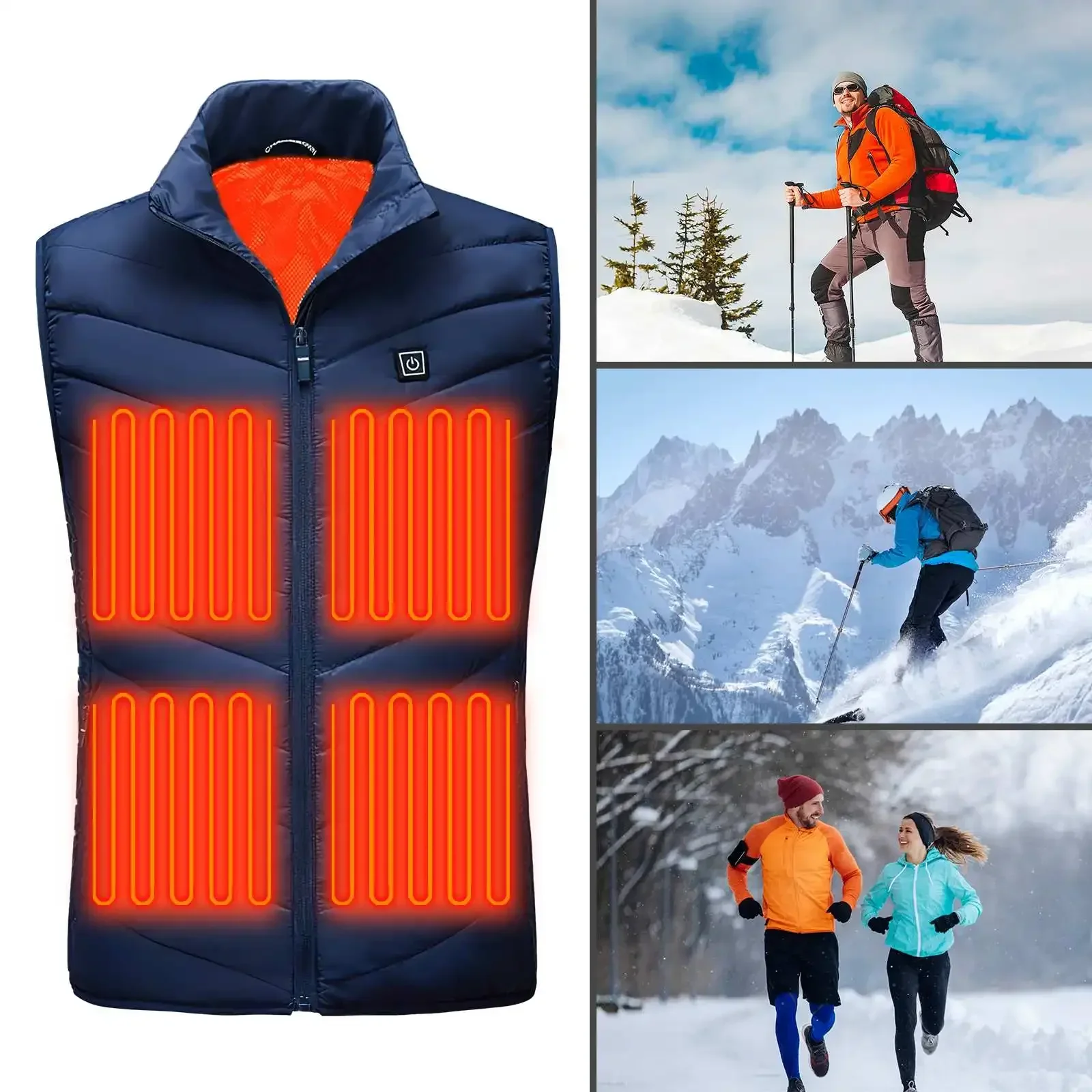 Chaleco calefactable con zonas, chaquetas eléctricas lavables con calefacción, ropa deportiva para hombres y mujeres, abrigo calefactable, abrigo térmico de grafeno, chaqueta calefactora USB
