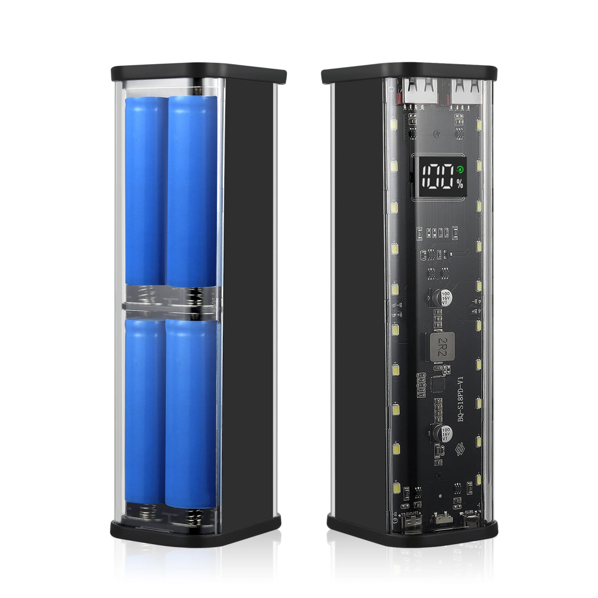 RONXII 8x18650 DIY Power Bank Case PD22.5W LED Screen Battery Storage Shell for Huawei Xiaomi High Capacity Portable Charging