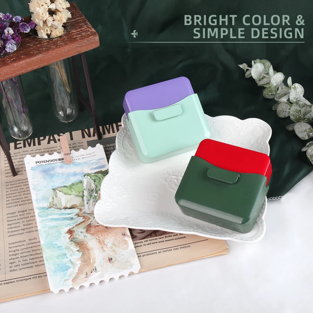 SeamiArt 1 ชิ้นแบบพกพาสีน้ําภาพวาดพลาสติกกล่อง Palette Half Pan Mini Paint Storage Case สําหรับอุปกรณ์ศิลปะ