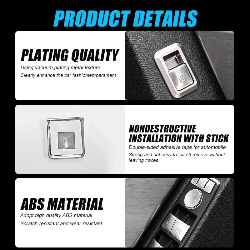 Cubierta de botón de elevación de ventana de coche, pegatina de Panel de interruptor, estilo para Mercedes Benz Clase A B C W204 W212 GLA GLK CLA GL ML GLE