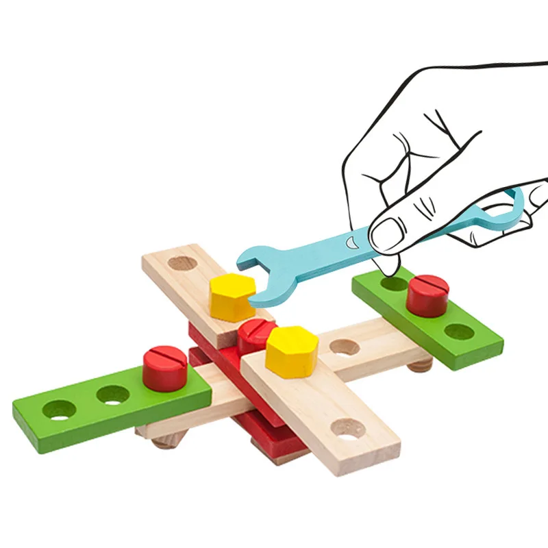 Wooden Nut Screw Disassembly Assembly Toolbox Toys Simulation Repair Carpenter Tool Creative DIY Pretend Play Set For Children