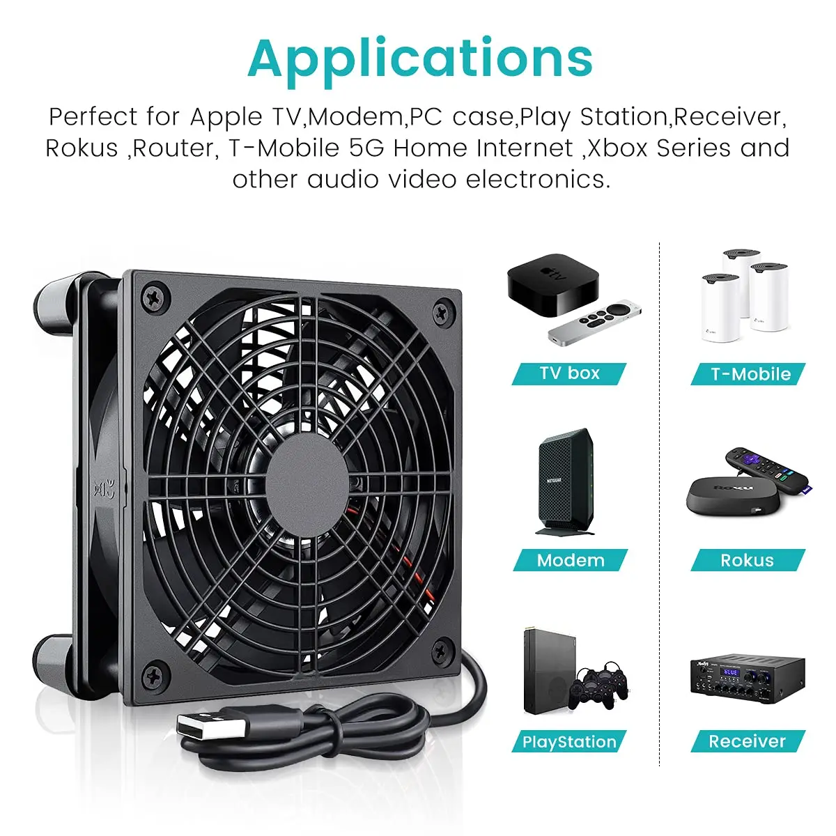 Ventilador alimentado por usb para computador, 120mm, 5v, chassi silencioso, refrigerador para roteador, tv, gato, parafusos de resfriamento, rede protetora de 12cm