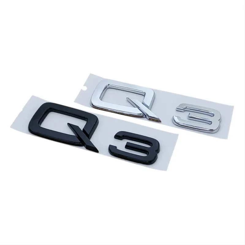 3D ABS Adhesive Chrome Black Car Trunk Number Letters Sticker For Audi Q2 Q3 Q5 Q7 Q8 Logo Emblem Nameplate Badge Accessories
