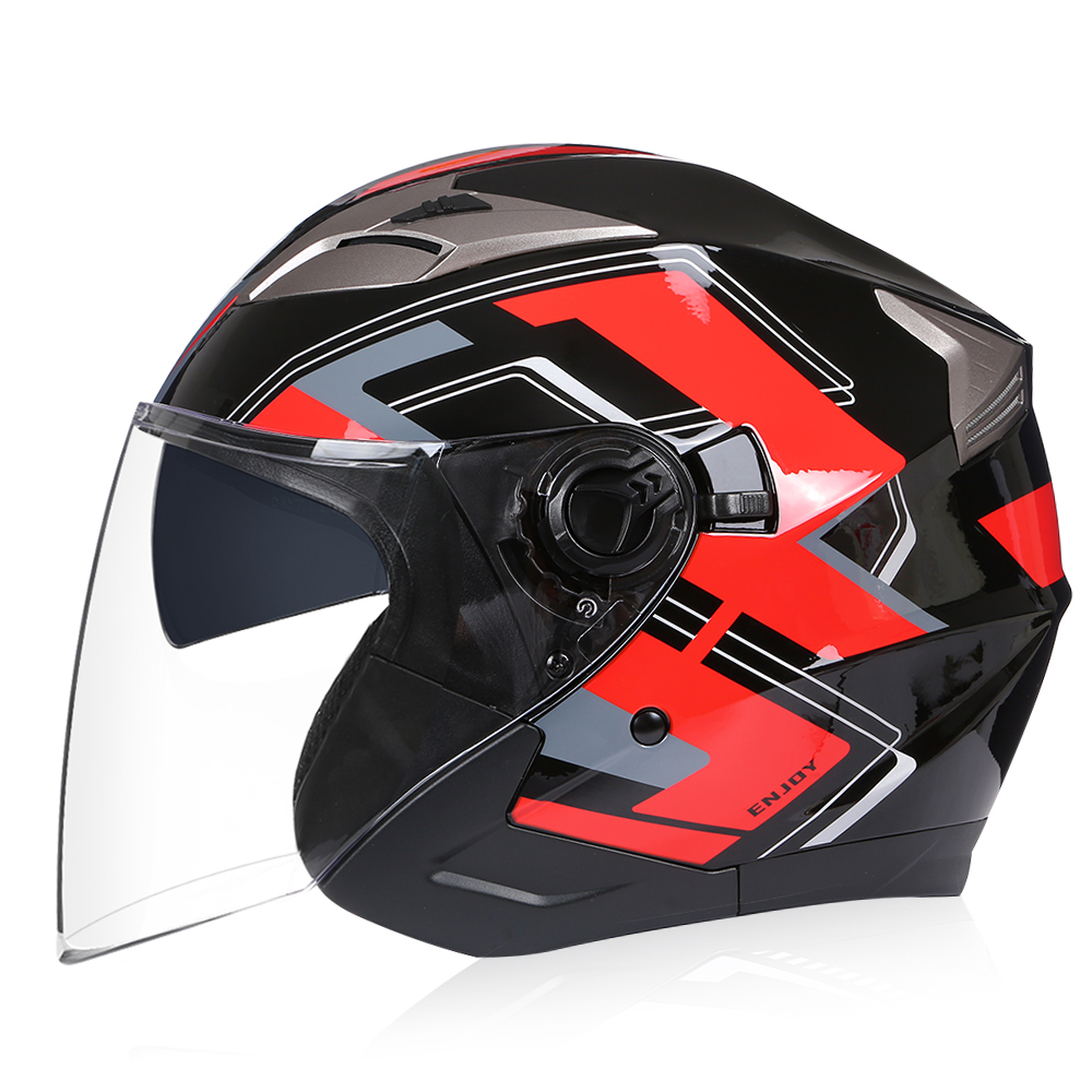 Nova lente dupla capacete da motocicleta viseira de sol interior meio capacete dot ece das mulheres dos homens bicicleta motor elétrico rosto aberto metade casco