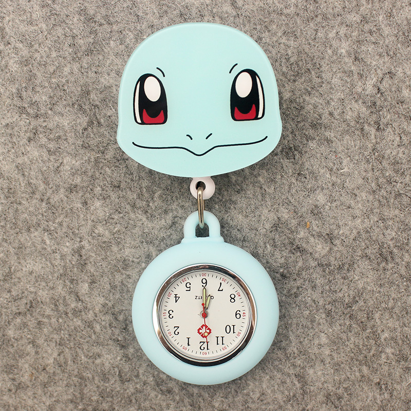 Reloj de bolsillo retráctil para hombre y mujer, reloj de bolsillo con diseño de tortuga azul, dragón de fuego, con Clip
