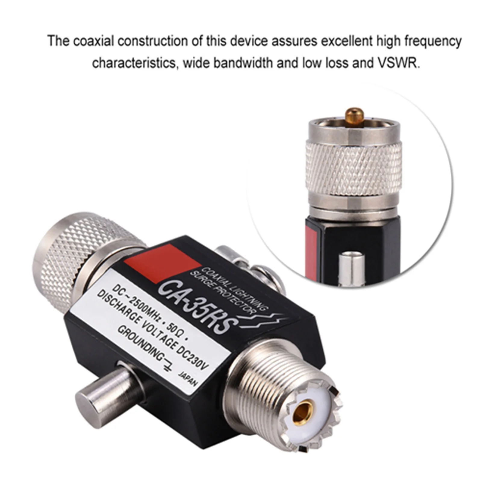 Coaxial relâmpago protetor prendedor, macho para fêmea UHF conector, CA-35RS