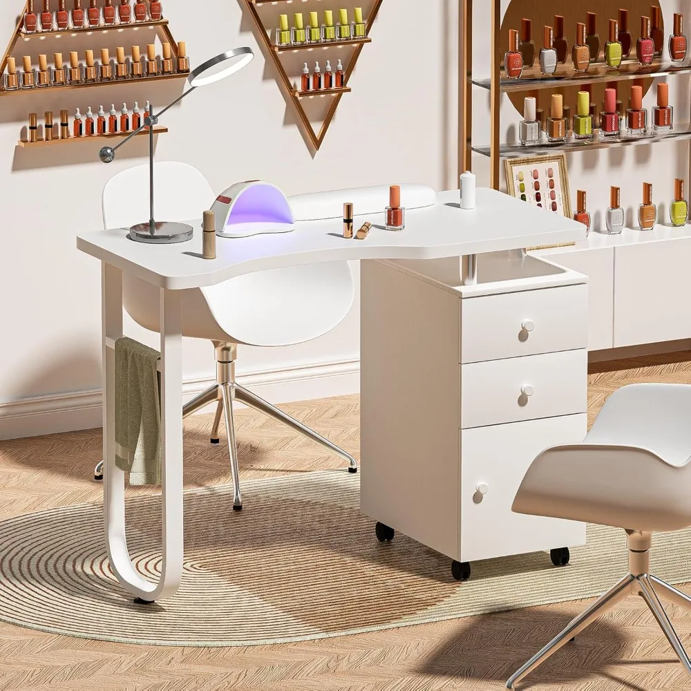 Professional acetone resistant nail table with drawers