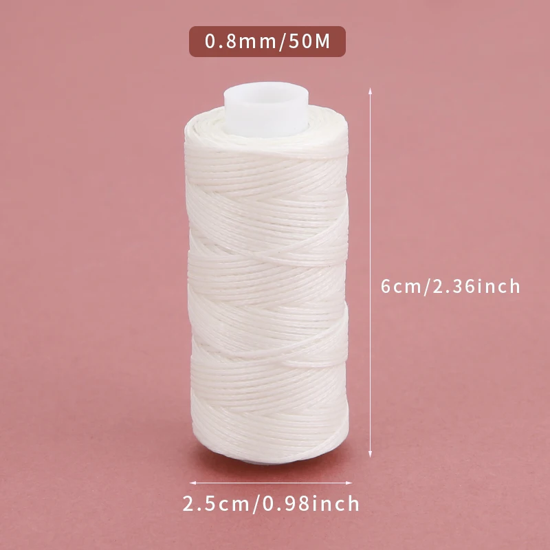 หนังหัตถกรรม DIY โครงการ 150D หนังเย็บโพลีเอสเตอร์แบน WAX String เส้นผ่านศูนย์กลาง 0.8 มม.50 เมตร