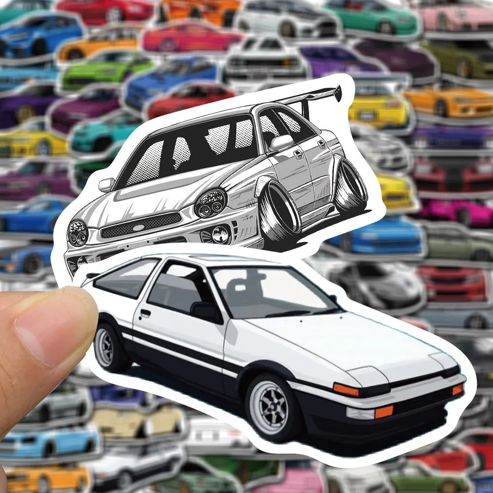 10/30/50/100 pçs dos desenhos animados jdm carro de corrida favoritos graffiti adesivos diy crianças brinquedo clássico viagem bagagem guitarra decalques à prova dwaterproof água