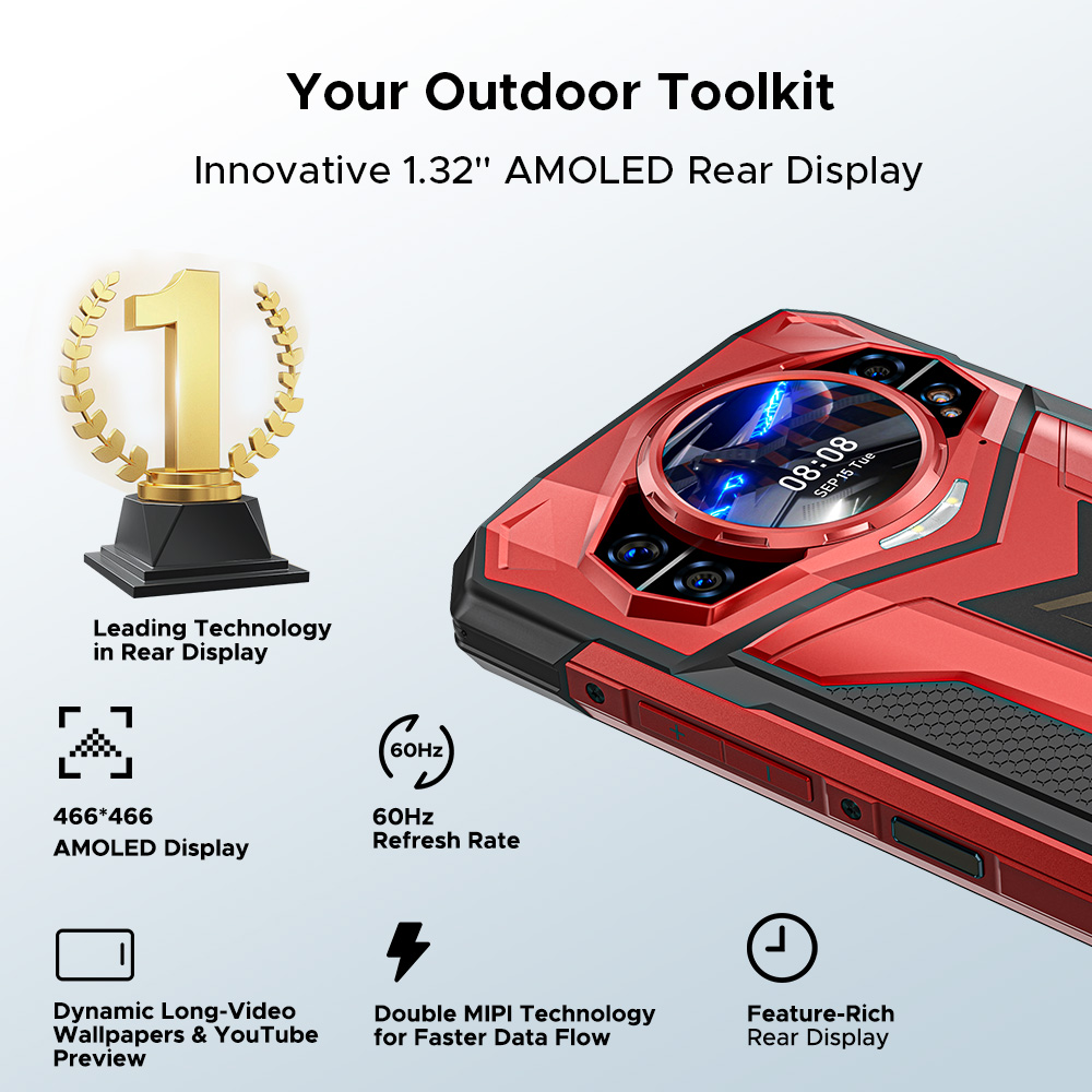 World Premiere DOOGEE S200 Plus 5G AI Rugged Phone Dimensity 7300 1.32" Rear Display 12+512GB 6.72'' 10100mAh Battery Smartphone