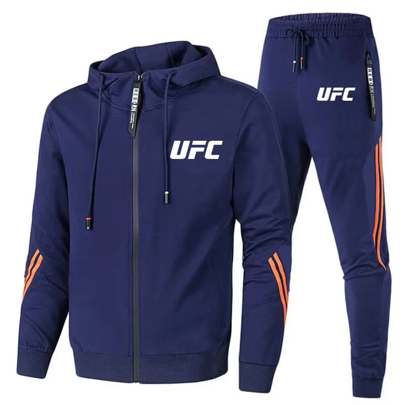 UFC nieuw vrijetijdssportpak voor heren en dames, modieus broekjack, bedrukte outdoor motorhoedenset 2025
