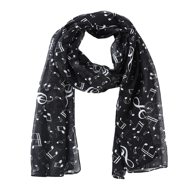 Dames zomersjaals Dame muzieknoot print chiffon halsdoek sjaal zachte sjaals van hoge kwaliteit fantastisch elastisch