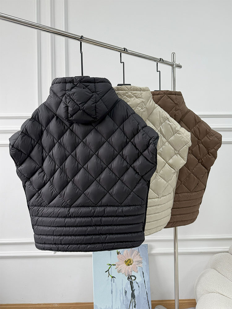 Schinteon Vrouwen 90% Witte Eendendons Onregelmatig Vest met Kap Losse Mouwloze Jas Effen Modieuze Herfst Winter Top 2025
