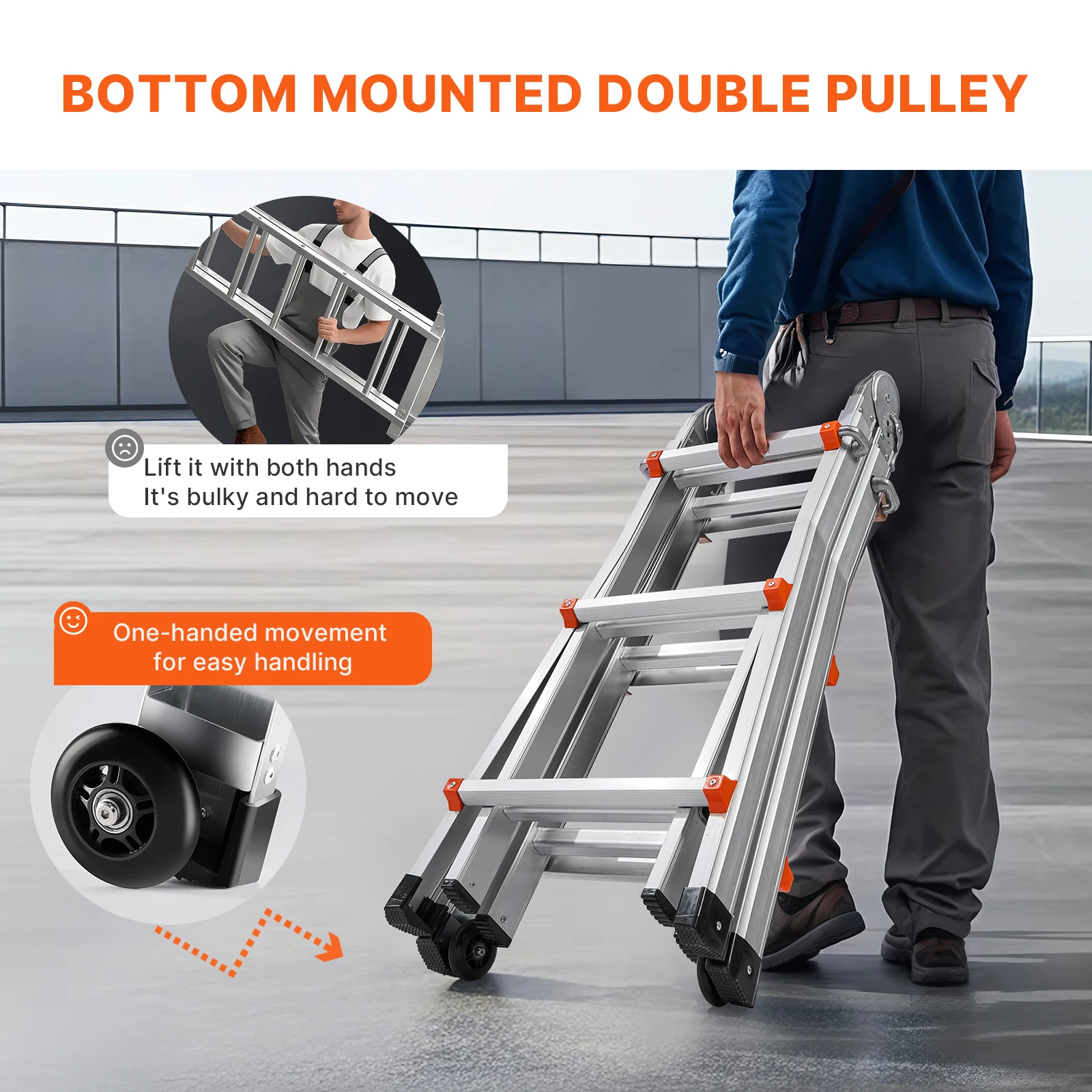 Customizable SucceBuyTelescoping Ladder A Frame Compact Aluminum Extension Ladder Multi-Function Portable Collapsible RV Ladder