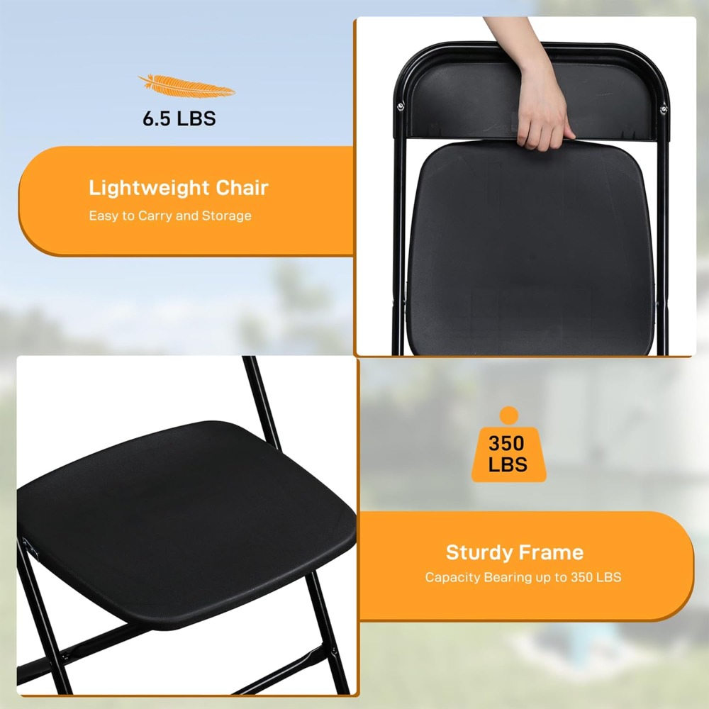 20-Pack Plastic Folding Chairs – Stackable Steel Frame Party Seat | for Home Office Wedding Banquet & Event Use