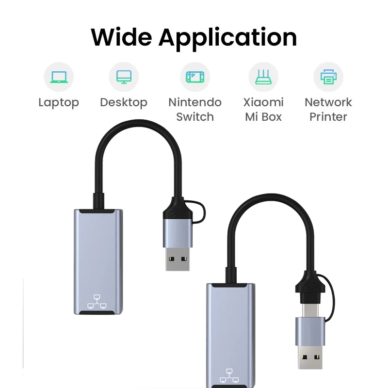 USB Ethernet адаптер 2500M 1000 Мбит/с USB 100/2,0 к RJ45 Lan для ноутбука ПК Windows Xiaomi Mi Box Nintendo Switch сетевая карта