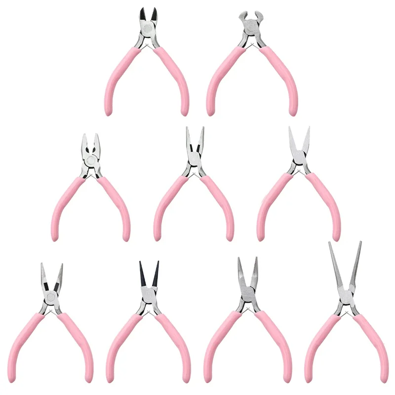 Pince à bijoux antidérapante avec poignée de couleur rose, Kit d'outils et d'équipement pour la fabrication de bijoux, couture