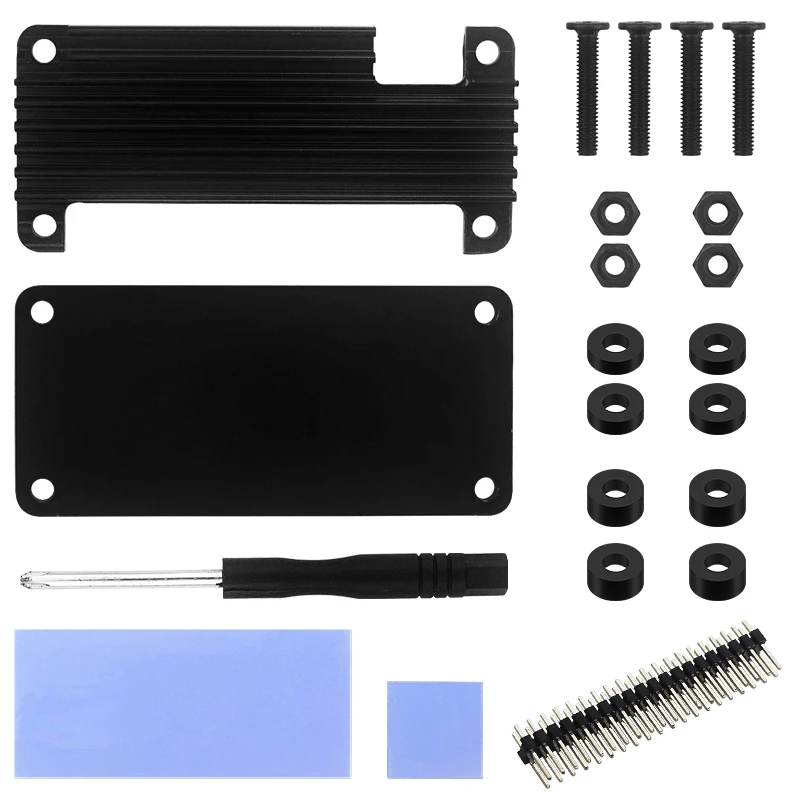 Raspberry Pi Zero 2 W Aluminum Cooler Case Armored Shell with Silicone Pad Passibe Cooling Heatsink for Pi Zero 2W W 1.3